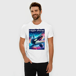 Футболка slim-fit Space killer whale - ai art fantasy, цвет: белый — фото 2