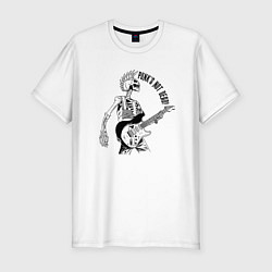 Футболка slim-fit Skeleton guitarist - punks not dead motto, цвет: белый
