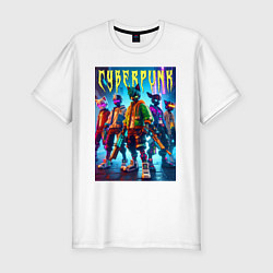 Футболка slim-fit Фурри - киберпанк, цвет: белый