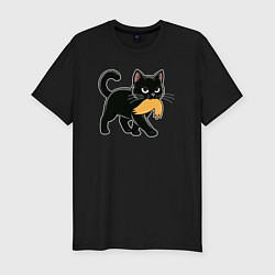 Футболка slim-fit Котик и парик Трампа, цвет: черный