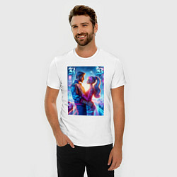 Футболка slim-fit Любовь Барби и Кена - нейроарт, цвет: белый — фото 2