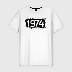 Футболка slim-fit 1974 в черных брызгах, цвет: белый