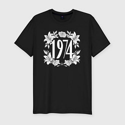 Футболка slim-fit 1974 в цветах, цвет: черный