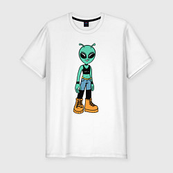 Футболка slim-fit Девочка инопланетянин, цвет: белый
