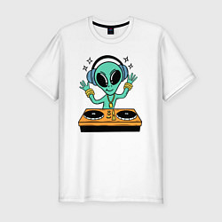 Футболка slim-fit Диджей инопланетянин, цвет: белый