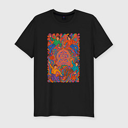 Футболка slim-fit Astro психоделический рисунок, цвет: черный