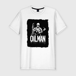 Футболка slim-fit Нефтяник с буровой установкой, цвет: белый