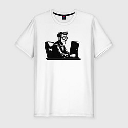 Футболка slim-fit Грустный офисный планктон, цвет: белый