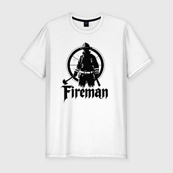 Футболка slim-fit Пожарный с топором в круге, цвет: белый