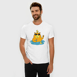 Футболка slim-fit Капибара с уточками на море, цвет: белый — фото 2