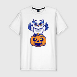 Футболка slim-fit Halloween owl, цвет: белый