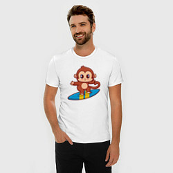 Футболка slim-fit Обезьянка серфер, цвет: белый — фото 2