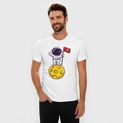Футболка slim-fit Космонавтик на луне, цвет: белый — фото 2