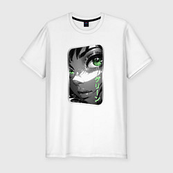 Футболка slim-fit Девушка с ярко-зелёными глазами, цвет: белый