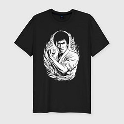 Футболка slim-fit Сила Дракона Брюс Ли, цвет: черный