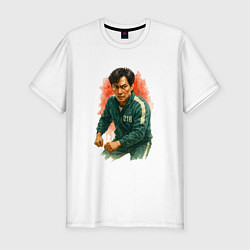 Футболка slim-fit Игра в кальмара игрок 218, цвет: белый