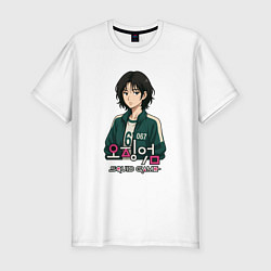 Футболка slim-fit Игрок 067 в аниме стиле, цвет: белый