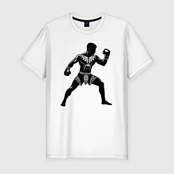 Футболка slim-fit Антуражный тайский боксер, цвет: белый