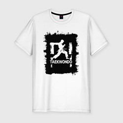 Футболка slim-fit Тхэквондо черное гаффити, цвет: белый