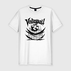 Футболка slim-fit Волейбол мяч в сетке, цвет: белый