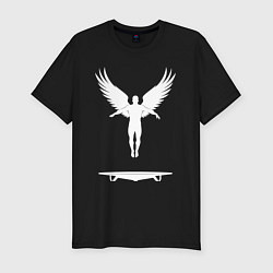 Футболка slim-fit Прыжки на батуте с крыльями, цвет: черный