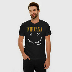 Футболка slim-fit Нирвана рок музыка, цвет: черный — фото 2