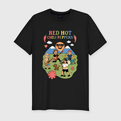 Футболка slim-fit Red Hot Chili Peppers мультяшный стиль, цвет: черный