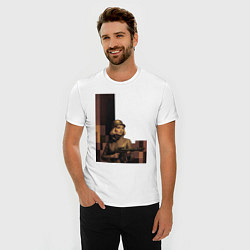 Футболка slim-fit Женщина с автоматом ретрофутуризм поп-арт 1970-е, цвет: белый — фото 2
