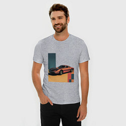 Футболка slim-fit Ретрофутуризм спорткар поп-арт 1970-е, цвет: меланж — фото 2