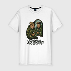 Футболка slim-fit XXXTentacion сидит у зеркала, цвет: белый