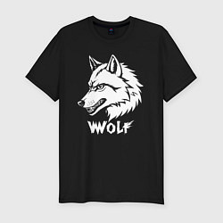 Футболка slim-fit Волк с оскалом, цвет: черный