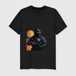 Футболка slim-fit Поп-арт контр-террорист CS 2, цвет: черный