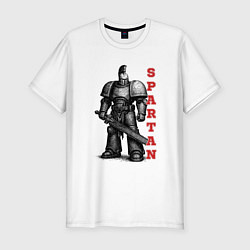 Футболка slim-fit Спартанец комический десантник, цвет: белый