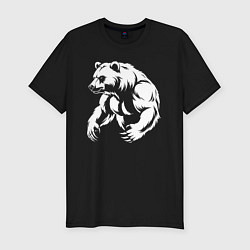 Футболка slim-fit Медведь накаченый, цвет: черный