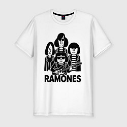 Футболка slim-fit Ramones силуэты, цвет: белый