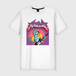Футболка slim-fit Bender is the thrash metal guitarist of the band F, цвет: белый