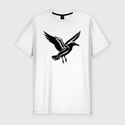 Футболка slim-fit Летящая чайка, цвет: белый