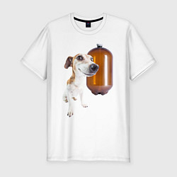 Футболка slim-fit Собака и кега, цвет: белый