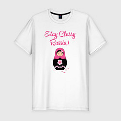 Футболка slim-fit Россия оставайся классной, цвет: белый