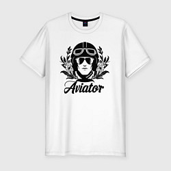 Футболка slim-fit Авиатор в цветах, цвет: белый