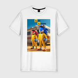 Футболка slim-fit Ёжик Соник и ехидна пустились во все тяжкие, цвет: белый
