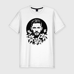 Футболка slim-fit Том Харди в цветочном обрамлении, цвет: белый