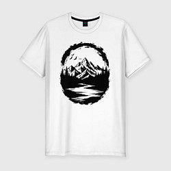 Футболка slim-fit Река в горах Алтая, цвет: белый