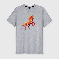 Футболка slim-fit Огненная лошадь в стиле low poly, цвет: меланж