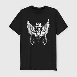 Футболка slim-fit Белый ангел мафии, цвет: черный