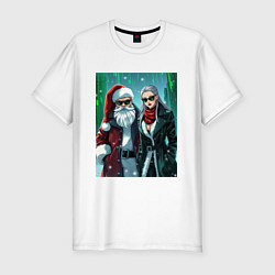 Футболка slim-fit Дед Морознео и Тригурочка: Цифровая Зима, цвет: белый