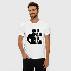 Футболка slim-fit No pain, No gain, цвет: белый — фото 2