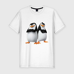 Мужская slim-футболка Пингвины Мадагаскара