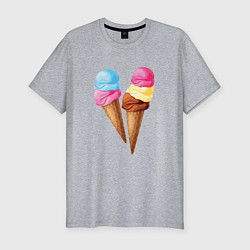 Футболка slim-fit Мороженое, цвет: меланж