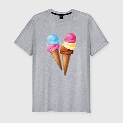 Футболка slim-fit Мороженое, цвет: меланж